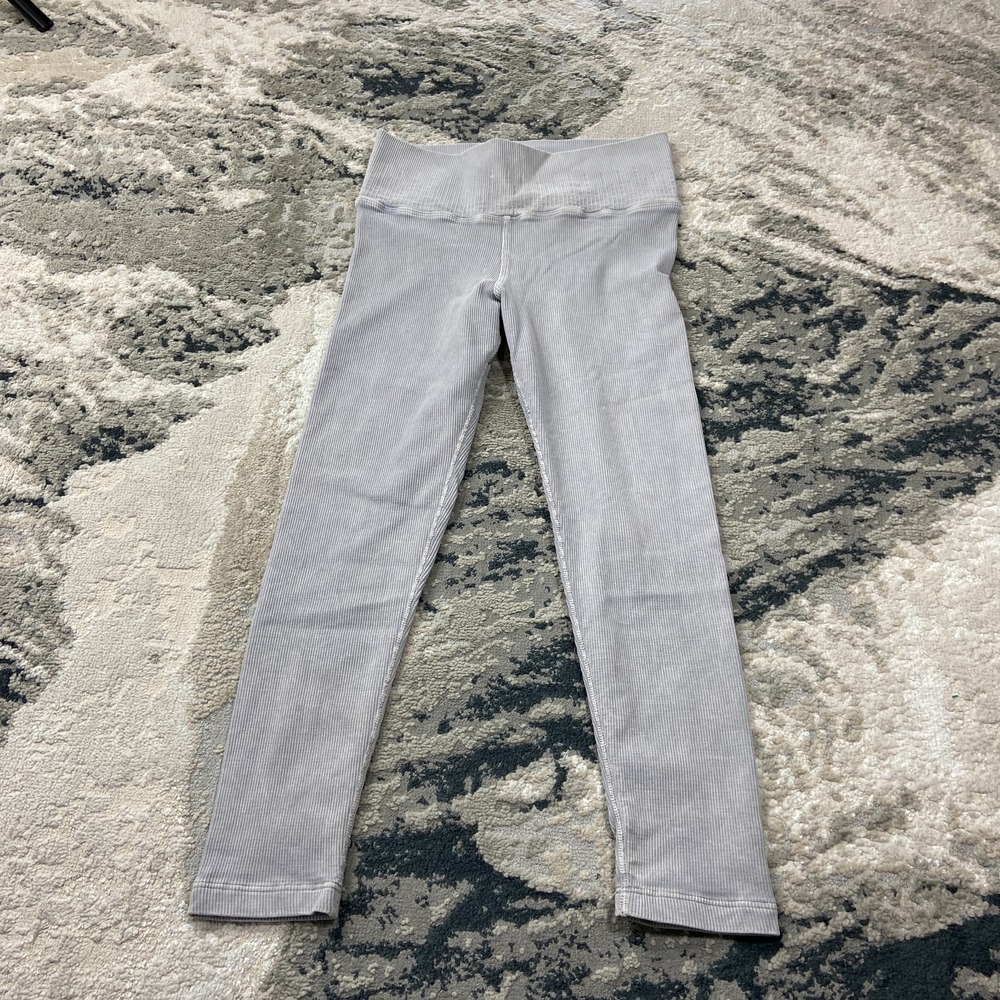Avocado Cropped Leggings Womens 23 Gray Ribbed Mid Rise Athleisure Workout Yoga